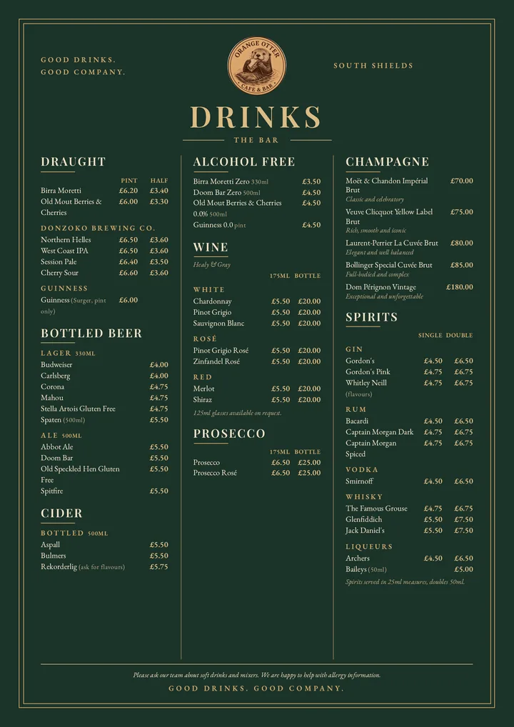 Drinks menu preview
